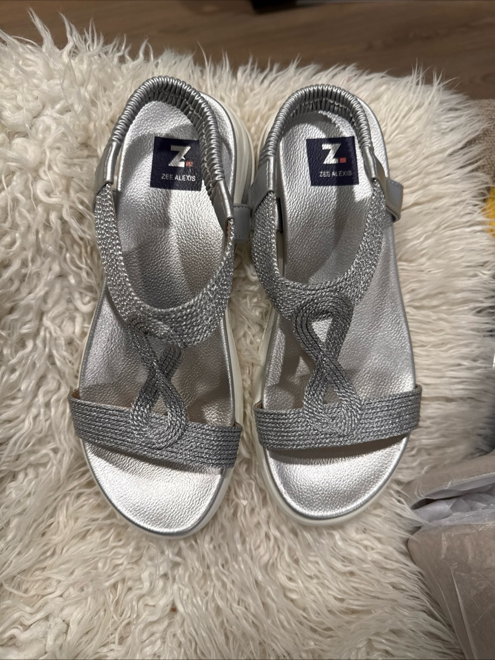 Onia Alexis Metallic Silver Braided Sandals